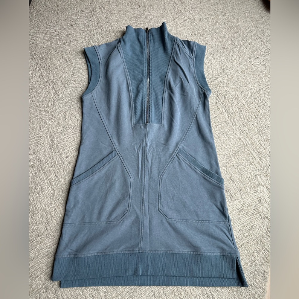 Sleeveless Zip-Front Athleisure Dress in Slate Blue
